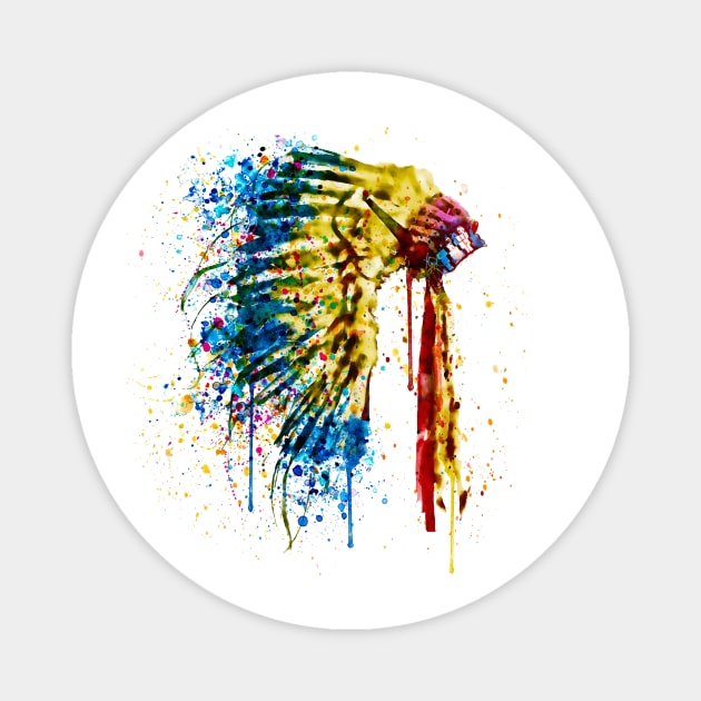 Native American Feather Headdress Magnet by Marian Voicu